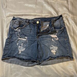 Maurices Blue Distressed Denim Shorts